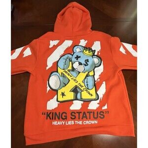 King Status Hip Hop Hoodie Sweatshirt King Bear Logo Size M Heavy Lies The Crown